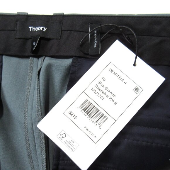 NWT THEORY Demitria in Blue Granite Traceable Wool Trouser Pants 10 x 35 ½ - Picture 3 of 5